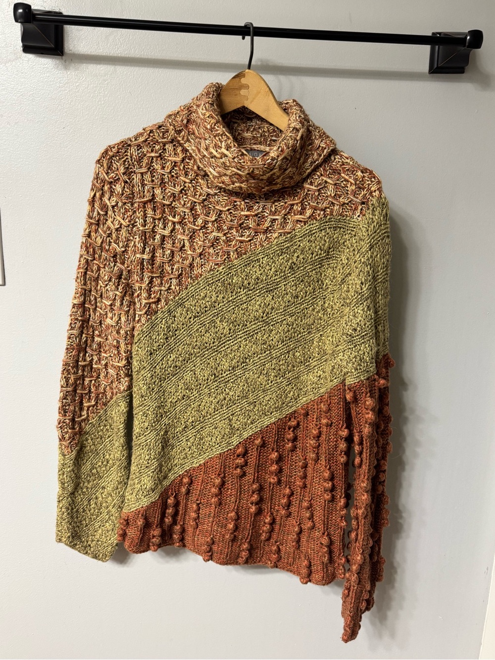 ALPACA WOOL STIGRID OLSEN HAND KNIT COWL NECK SWEATER